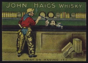 Kowboj w salonie, reklama whisky Johna Haiga autorstwa English School