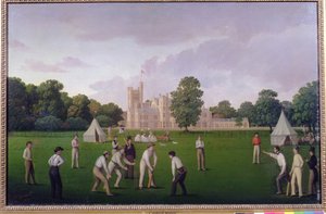 Krykiet w Canford Manor, 1855 autorstwa English School