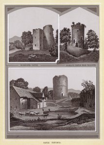 Zamek Crickhowel; Zamek Bronllys w pobliżu Talgarth; Zamek Tretower (lito) autorstwa English School