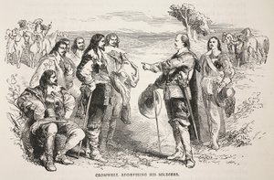 Cromwell przemawiający do swoich żołnierzy autorstwa English School
