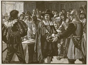 Cromwell rozpuszcza Długi Parlament, ilustracja z Cassells Illustrated History of England (zdjęcie w sepii) autorstwa English School