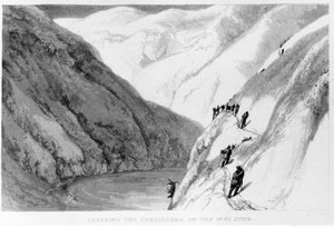 Przeprawa przez Kordylierę 1 czerwca, z Travels in South America Aleksandra Caldcleugh, 1825 autorstwa English School