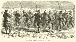 Taniec żołnierzy francuskich w obozie, listopad 1870 autorstwa English School