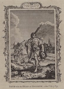 Dawid z głową Goliata (rycina) autorstwa English School