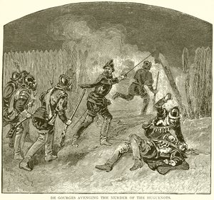 De Gourges pomszczący mord hugenotów autorstwa English School