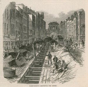 Pogłębianie kanałów przy Fleet Street autorstwa English School