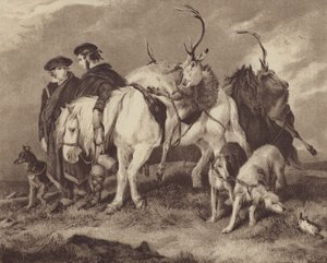 Polowanie na jelenie (chromolitho) autorstwa English School