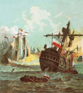 Klęska holenderskiej floty autorstwa English School