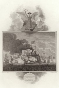 Klęska floty holenderskiej, 13 lipca 1653, przez admirałów Blake i Monk autorstwa English School