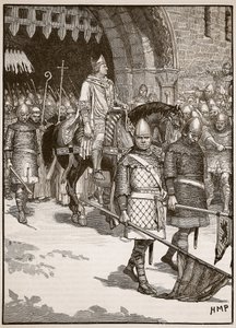 Wyjazd biskupa Odo z Rochester, ilustracja z Cassells Illustrated History of England (zdjęcie w sepii) autorstwa English School