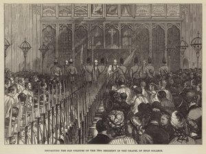 Deponowanie starych barw 14 Pułku w kaplicy Eton College (rycina) autorstwa English School