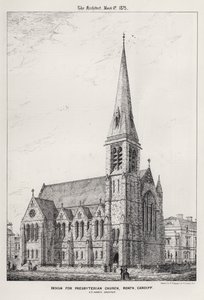 Projekt dla Presbyterian Church, Roath, Cardiff (grawerowanie) autorstwa English School