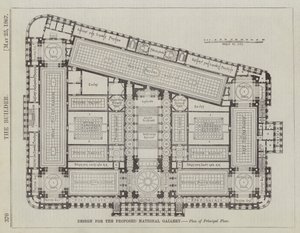 Projekt dla proponowanej Galerii Narodowej, plan głównego piętra (grawerowanie) autorstwa English School