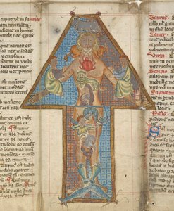 Fragment Zodiac Man, ilustracja ze „Składanego Almanachu Lekarza”, autorstwa Roberta Grosseteste autorstwa English School