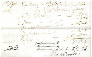 Devonshire MSS AS 3101, folio z pakietu rachunków uregulowanych przez Pinder Simpsona dla Lorda George