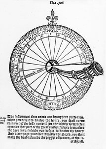 Diagram of a Nocturnal, ilustracja z The Art of Navigation, Martin Cortes, przetłumaczony na angielski przez Richarda Eden autorstwa English School