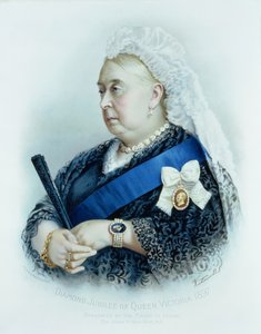 Diamentowy Jubileusz Królowej Wiktorii (1819-1901) 1897 (kolorowy nadruk) autorstwa English School