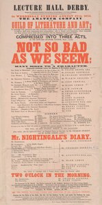 Afisz Dickensa: Nie tak źle, jak się wydaje w sali wykładowej w Derby, program na 25 sierpnia 1852 r.