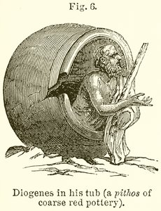 Diogenes w swojej wannie (Pithos z grubej czerwonej ceramiki) autorstwa English School