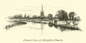 Odległy widok kościoła Abingdon autorstwa English School