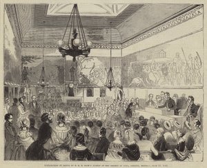 Rozdanie nagród przez JKW księcia Alberta w Towarzystwie Sztuk Pięknych, Adelphi, poniedziałek, 10 czerwca 1844 r. autorstwa English School