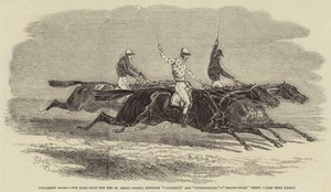 Wyścigi Doncaster, Dead-Heat dla St Leger Stakes, pomiędzy „Voltigeur” i „Russborough”, trzecie „Bolingbroke” (grawerowanie) autorstwa English School