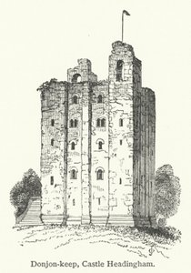 Donjon-keep, zamek Headingham (rycina) autorstwa English School