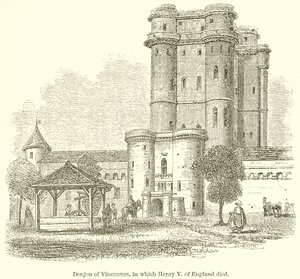 Donjon z Vincennes, w którym zginął Henryk V z Anglii autorstwa English School