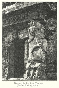 Drzwi w świątyni Raj Rani (grawerunek) autorstwa English School