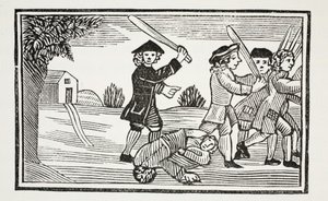 Dr Faustus oszukał dwudziestu studentów, ilustracja z książki Chap-books of the Eighteenth Century Johna Ashtona, wyd. 1882 autorstwa English School