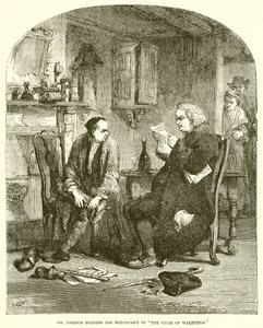 Dr Johnson czyta rękopis The Vicar of Wakefield autorstwa English School