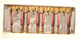 Zasłony okienne do salonu, płyta 92 z Repozytorium Sztuki Ackermanna, wydana w 1816 r. (kolor litho) autorstwa English School