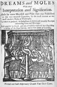 Sny i krety, strona tytułowa, ok. 1750 (drzewryt) autorstwa English School