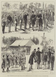 Konkurs musztry londyńskich szkół zarządowych przed Księciem i Księżną Walii w Buckhurst Hill (rycina) autorstwa English School