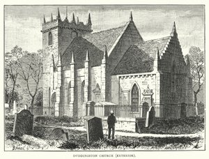 Kościół w Duddingston, Zewnątrz (Grawerowanie) autorstwa English School