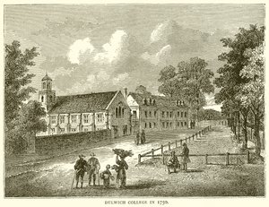 Kolegium w Dulwich w 1750 autorstwa English School