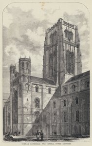 Katedra w Durham, odrestaurowana centralna wieża (grawerowanie) autorstwa English School