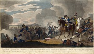 ANGLIA ZWYCIĘSTWO. Napoleon usiłujący zebrać gwardię cesarską w bitwie pod Waterloo, ok. 1930 r. 1815 (grawerowanie) autorstwa English School