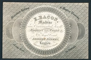 E Bacon, Graveur und Drucker, Visitenkarte von English School