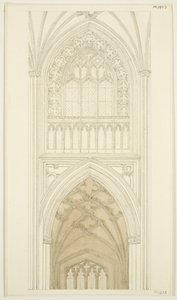 Wschodnia strona południowego transeptu St Mary Redcliffe (ołówek i akwarela na papierze) autorstwa English School