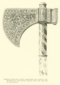 Wschodni topór bojowy, bogato damasceński, z monogramem sułtana Saladyna, z datą 550 hegiry autorstwa English School