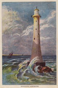 Latarnia morska Eddystone (kolorowa litografia) autorstwa English School