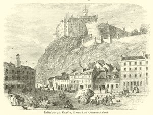 Zamek w Edynburgu, z Grassmarket autorstwa English School