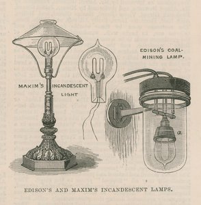 Żarówki Edison i Maxims autorstwa English School