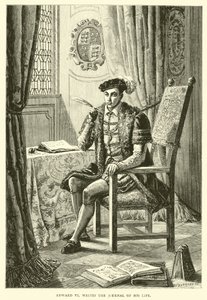 Edward VI pisze dziennik swojego życia autorstwa English School