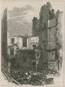 Skutki eksplozji w Clerkenwell: Wnętrza domów na Corporation Lane autorstwa English School
