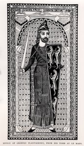 Wizerunek Geoffreya Plantageneta (1113-1150) z jego grobowca w Le Mans autorstwa English School