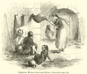 Egipcjanki ubijające masło, Przysłowia, xxx, 33 autorstwa English School