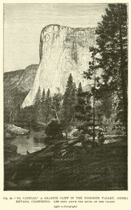 El Capitan, granitowy klif w dolinie Yosemite, Sierra Nevada w Kalifornii, 3300 stóp nad poziomem doliny autorstwa English School