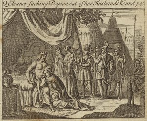 Eleonora z Kastylii, królowa małżonka króla Anglii Edwarda I, wysysająca truciznę z rany męża, ucierpiała w zamachu w Akce, 1272 autorstwa English School